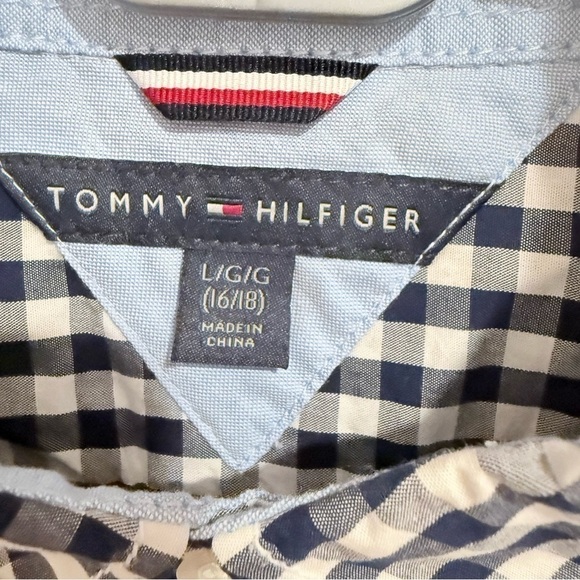 Tommy Hilfiger Collared Shirt Blue Checkered Button Down Size 16/18 Youth Large - Picture 7 of 8
